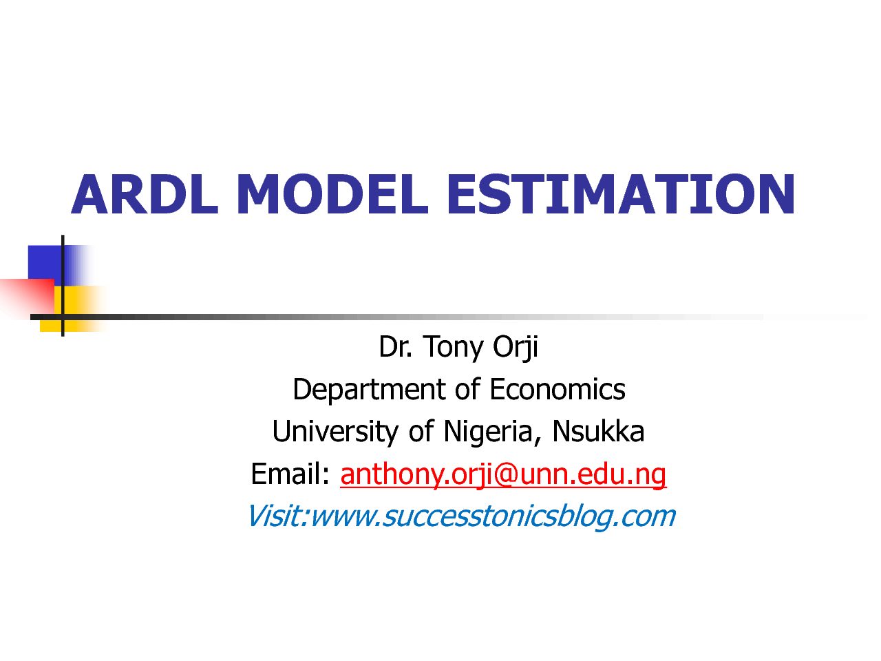 ARDL Mode and Estimation